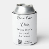 Save the Date einfache minimale QR-Scan-Codedetail Dosenkühler (Kanne Vorderseite)