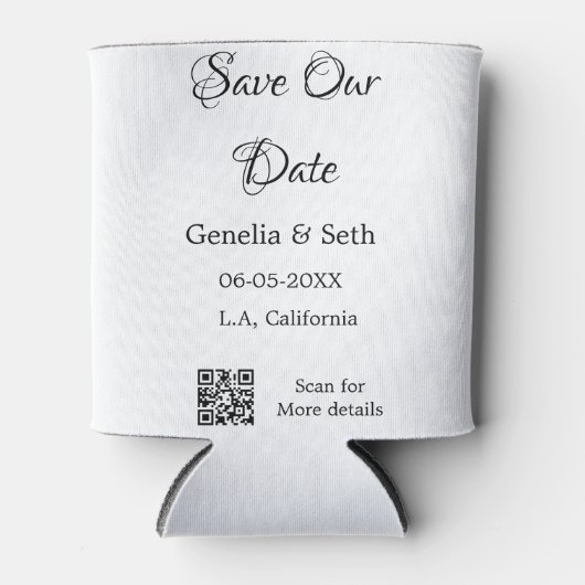 Save the Date einfache minimale QR-Scan-Codedetail Dosenkühler (Vorderseite)
