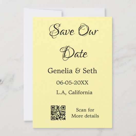 Save the Date einfache minimale QR-Scan-Codedetail Einladung (Rückseite)