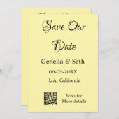 Save the Date einfache minimale QR-Scan-Codedetail Einladung (Vorne/Hinten)