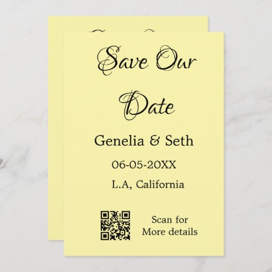 Save the Date einfache minimale QR-Scan-Codedetail Einladung (Vorne/Hinten)
