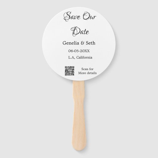 Save the Date einfache minimale QR-Scan-Codedetail Fächer (Rückseite)