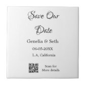 Save the Date einfache minimale QR-Scan-Codedetail Fliese (Vorderseite)