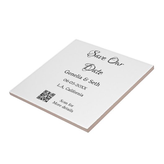 Save the Date einfache minimale QR-Scan-Codedetail Fliese (Seite)