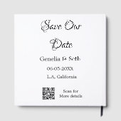 Save the Date einfache minimale QR-Scan-Codedetail Gästebuch (Rückseite)