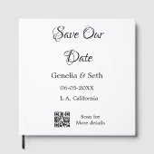Save the Date einfache minimale QR-Scan-Codedetail Gästebuch (Vorderseite)
