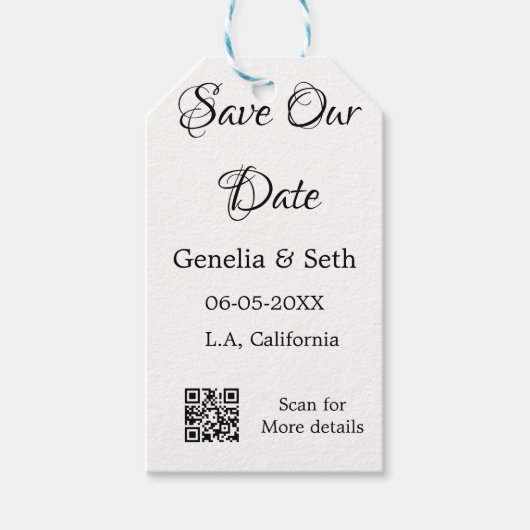 Save the Date einfache minimale QR-Scan-Codedetail Geschenkanhänger (Vorderseite)