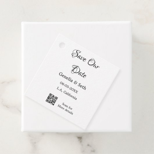 Save the Date einfache minimale QR-Scan-Codedetail Geschenkanhänger (Beispiel)