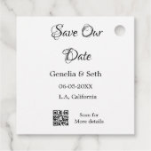 Save the Date einfache minimale QR-Scan-Codedetail Geschenkanhänger (Rückseite)