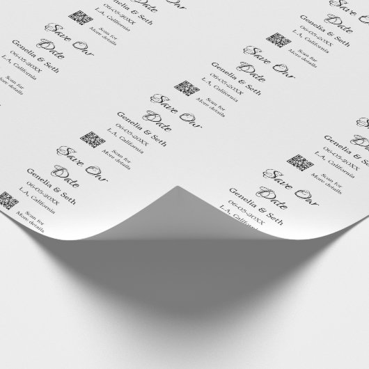 Save the Date einfache minimale QR-Scan-Codedetail Geschenkpapier (Ecke)