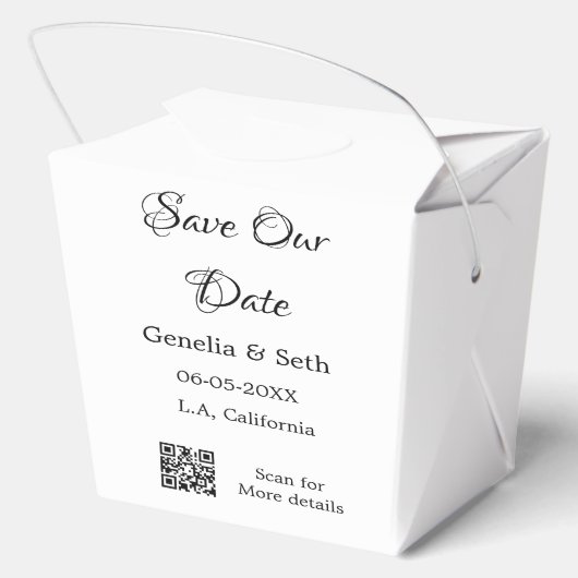 Save the Date einfache minimale QR-Scan-Codedetail Geschenkschachtel (Rückseite)