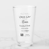 Save the Date einfache minimale QR-Scan-Codedetail Glas (Rückseite)