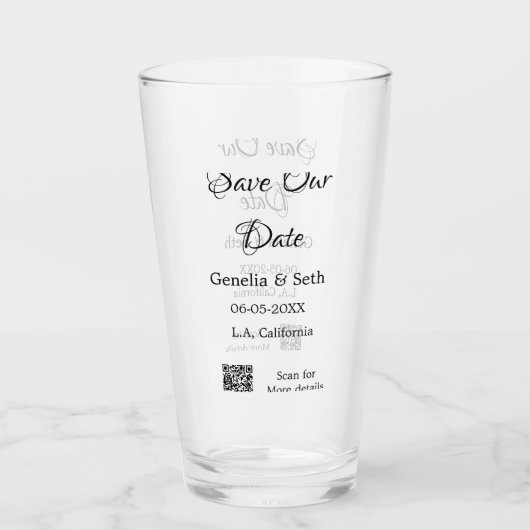 Save the Date einfache minimale QR-Scan-Codedetail Glas (Vorderseite)