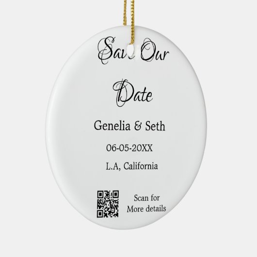 Save the Date einfache minimale QR-Scan-Codedetail Keramik Ornament (Rechts)