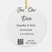 Save the Date einfache minimale QR-Scan-Codedetail Keramik Ornament (Vorne)