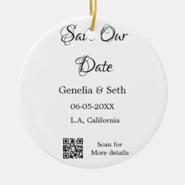 Save the Date einfache minimale QR-Scan-Codedetail Keramik Ornament
