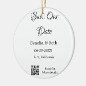 Save the Date einfache minimale QR-Scan-Codedetail Keramik Ornament (Links)