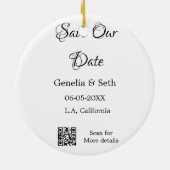 Save the Date einfache minimale QR-Scan-Codedetail Keramik Ornament (Hinten)