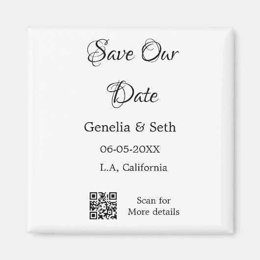 Save the Date einfache minimale QR-Scan-Codedetail Magnet (Vorne)