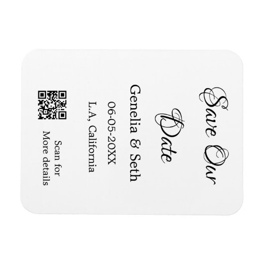 Save the Date einfache minimale QR-Scan-Codedetail Magnet (Horizontal)