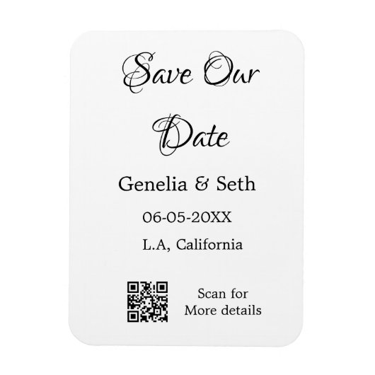 Save the Date einfache minimale QR-Scan-Codedetail Magnet (Vertikal)