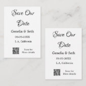 Save the Date einfache minimale QR-Scan-Codedetail Mitteilungskarte (Vorne/Hinten)