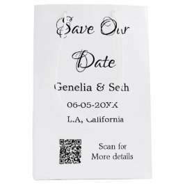 Save the Date einfache minimale QR-Scan-Codedetail Mittlere Geschenktüte
