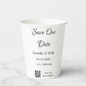 Save the Date einfache minimale QR-Scan-Codedetail Pappbecher (Rückseite)