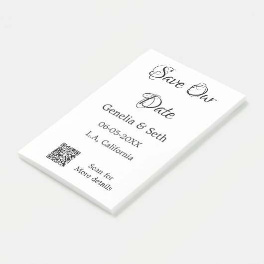 Save the Date einfache minimale QR-Scan-Codedetail Post-it Klebezettel (angewinkelt)