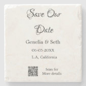 Save the Date einfache minimale QR-Scan-Codedetail Steinuntersetzer (Vorderseite)