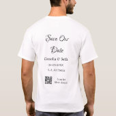Save the Date einfache minimale QR-Scan-Codedetail T-Shirt (Rückseite)