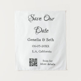 Save the Date einfache minimale QR-Scan-Codedetail Wandteppich