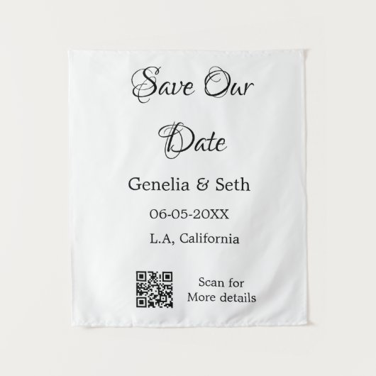 Save the Date einfache minimale QR-Scan-Codedetail Wandteppich (Vorderseite)