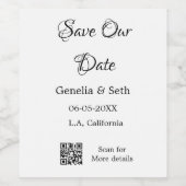 Save the Date einfache minimale QR-Scan-Codedetail Weinetikett (Einzelnes Label)