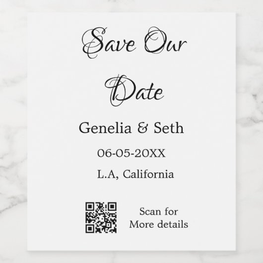 Save the Date einfache minimale QR-Scan-Codedetail Weinetikett (Einzelnes Label)