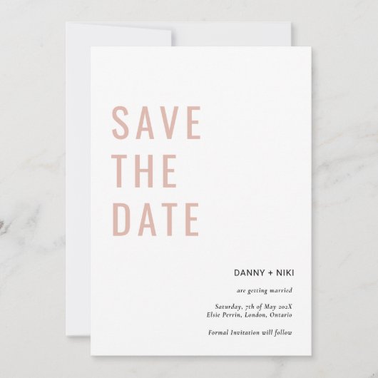 Save the Date einfache Minimalistische Einladung (Vorderseite)