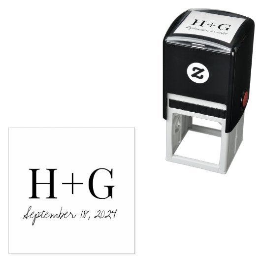 Save the Date Einfache Monogramm Permastempel (Beispiel)