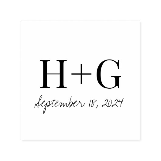 Save the Date Einfache Monogramm Permastempel (Design)