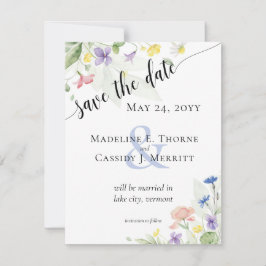 Save the Date Einfache Wildblume Hochzeit Einladung