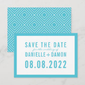 SAVE THE DATE einfacher Blocktyp moderner Aqua Blu RSVP Karte (Vorne/Hinten)