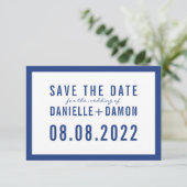 SAVE THE DATE einfacher Blocktyp moderner Königsbl RSVP Karte (Stehend Vorderseite)