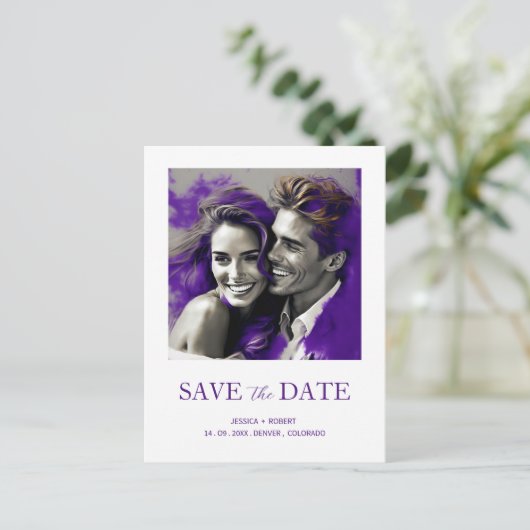 SAVE THE DATE EINFACHES MODERNES DESIGN POSTKARTE (Stehend Vorderseite)