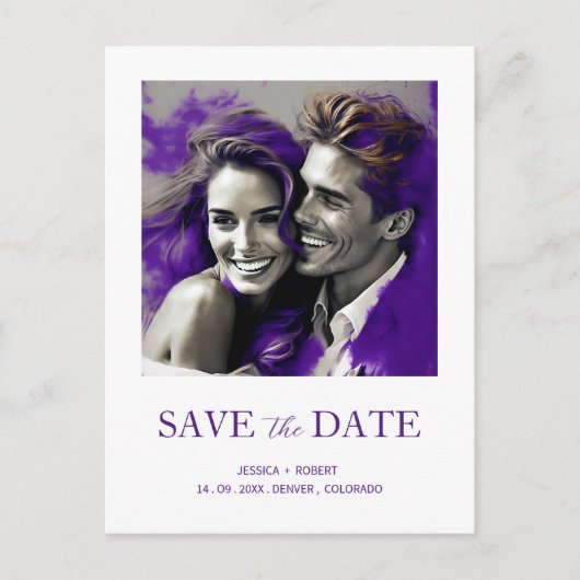 SAVE THE DATE EINFACHES MODERNES DESIGN POSTKARTE (Vorderseite)