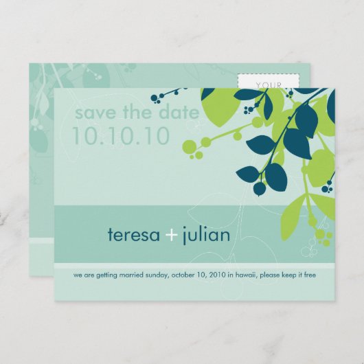 SAVE THE DATE: Eingeborene Ankündigungspostkarte (Vorne/Hinten)