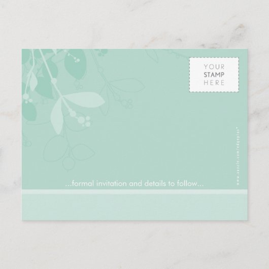 SAVE THE DATE: Eingeborene Ankündigungspostkarte (Rückseite)