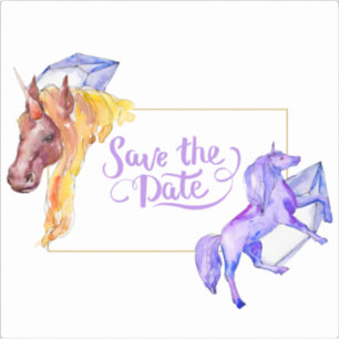 Save the Date Einhorn-Kontaktsticker Aufkleber