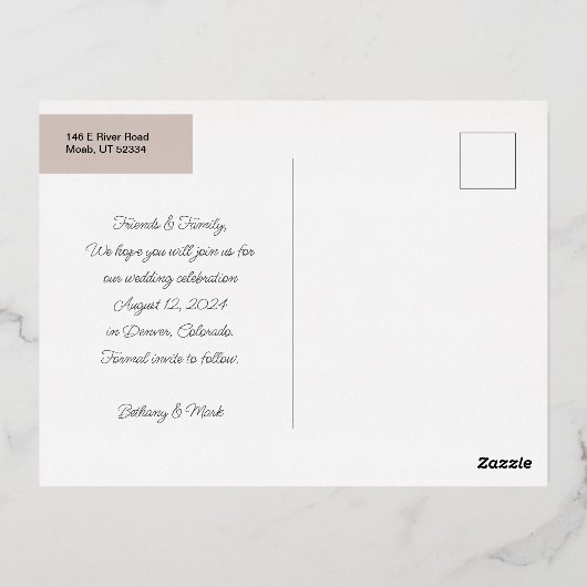 Save the Date einladen Postkarte anzeigen (Rückseite)