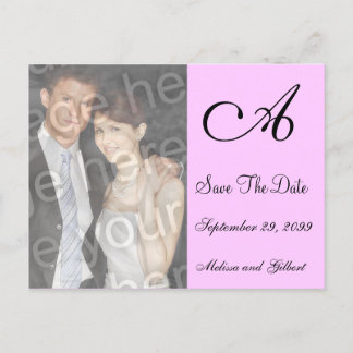 Save the Date einladende Schwarz-Rosa-Monogramm-Ei Ankündigungspostkarte