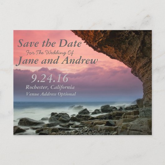 Save the Date Einladung am Strand Postkarte (Vorderseite)