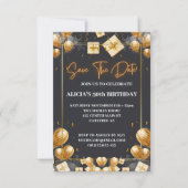 Save the Date Einladung Black Gold 50. Geburtstag (Vorderseite)